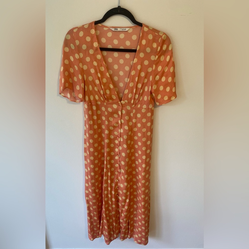 Zara Orange Polka Dot Dress